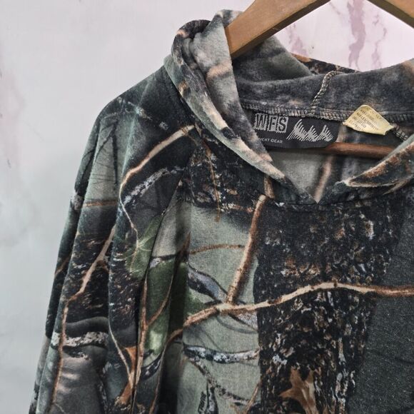 WFS Element Gear Hoodie Mens XL Camo Burly Gang Woodland Pullover Sweatshirt - Picture 2 of 14